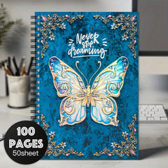 3D Butterfly Spiral Notebook Vibrant & Golden 100 Pages Ideal for Work Study Jou