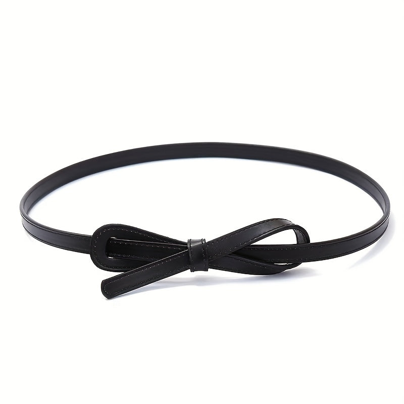 Thin Knotted PU Belt Women's Waistband Casual Dress Decorative Belt