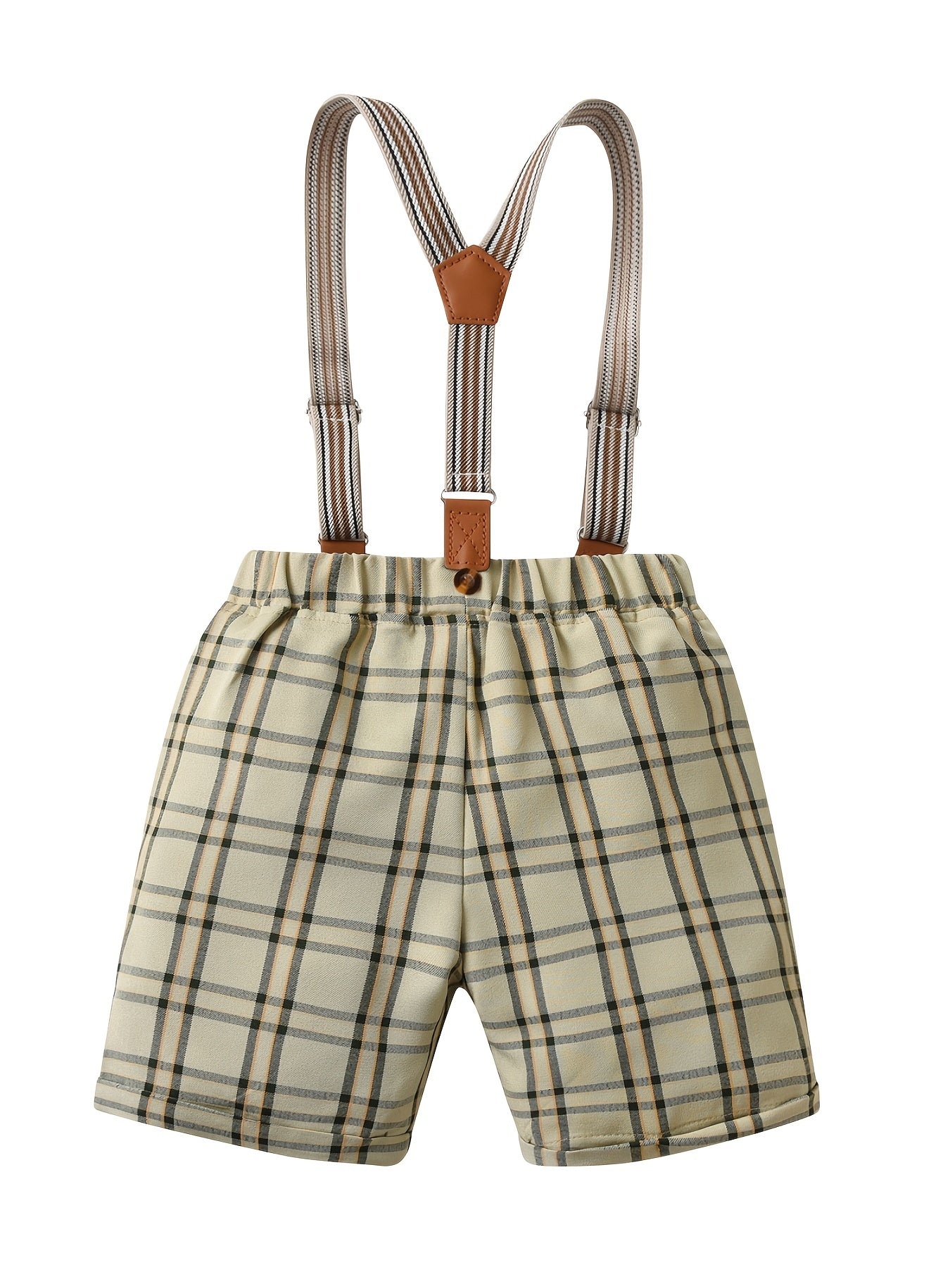 Boys Plaid Suspender Shorts Casual Kids Clothes