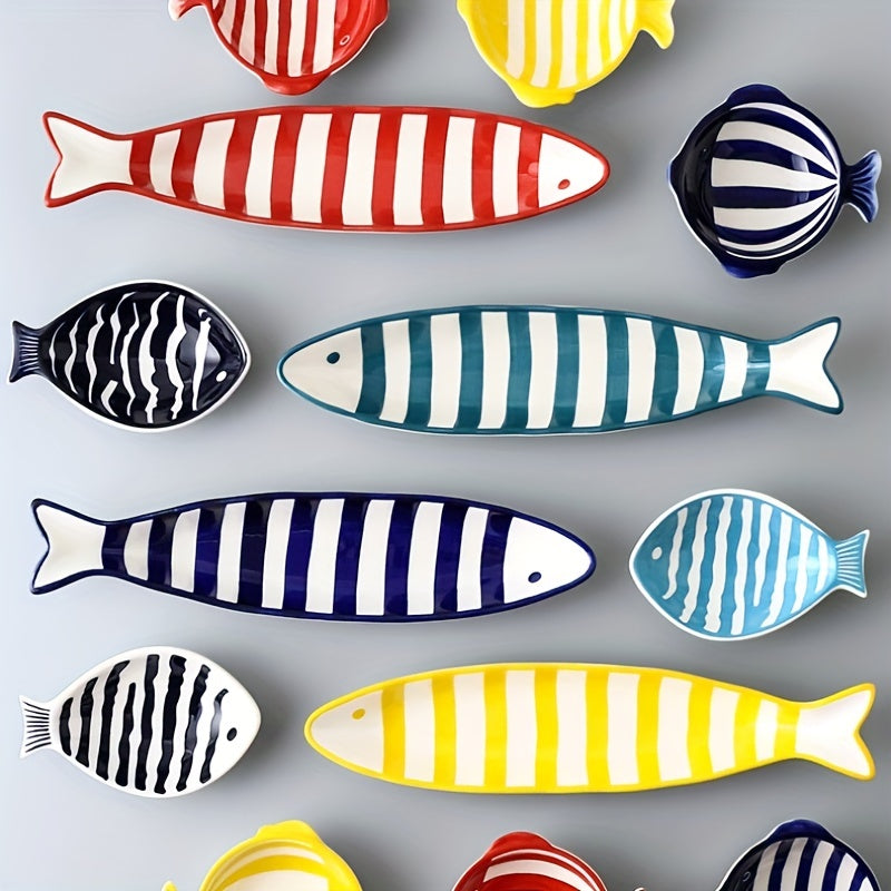 Ceramic Fish Snack Dish Hand Printed Seasoning Plate Creative Sushi Plate