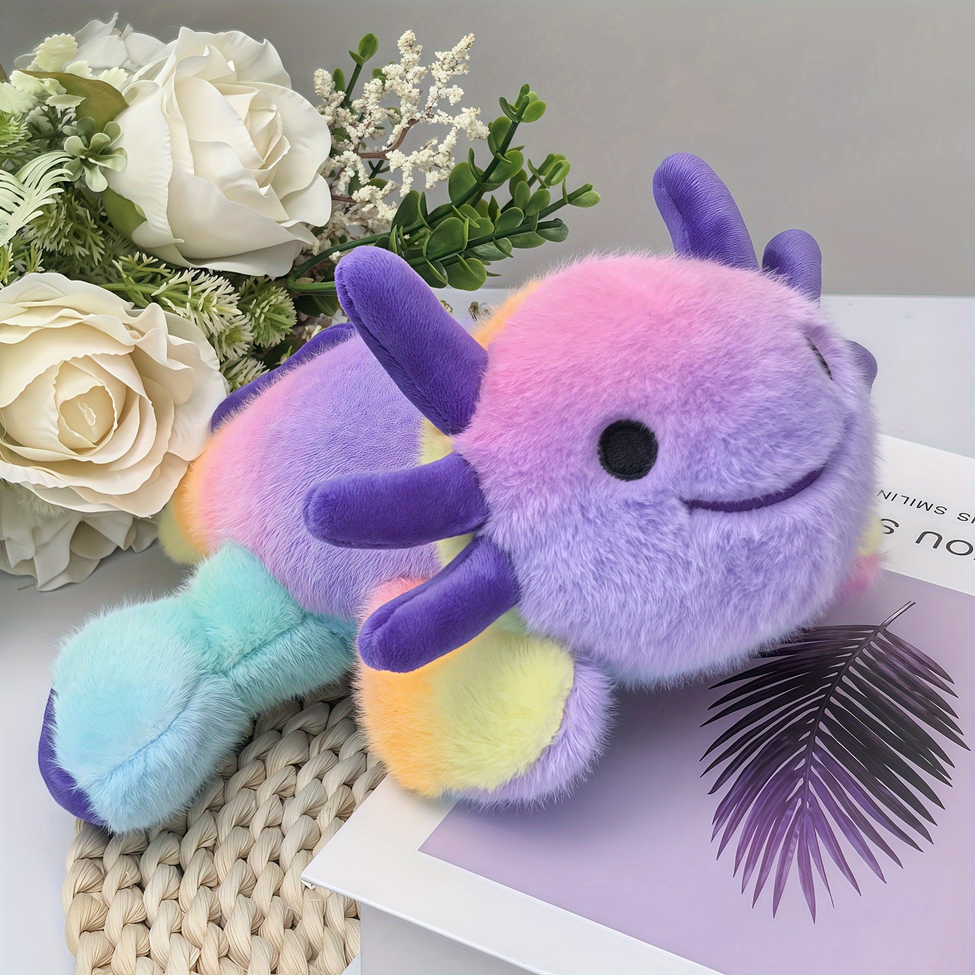 Colorful Axolotl Palm Doll Plush Toy Tie Dye Fabric