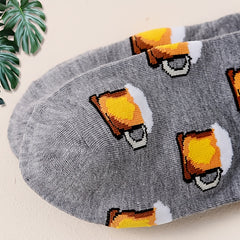 Beer Patterned Crew Socks Lightweight & Comfy Mid Tube Socks