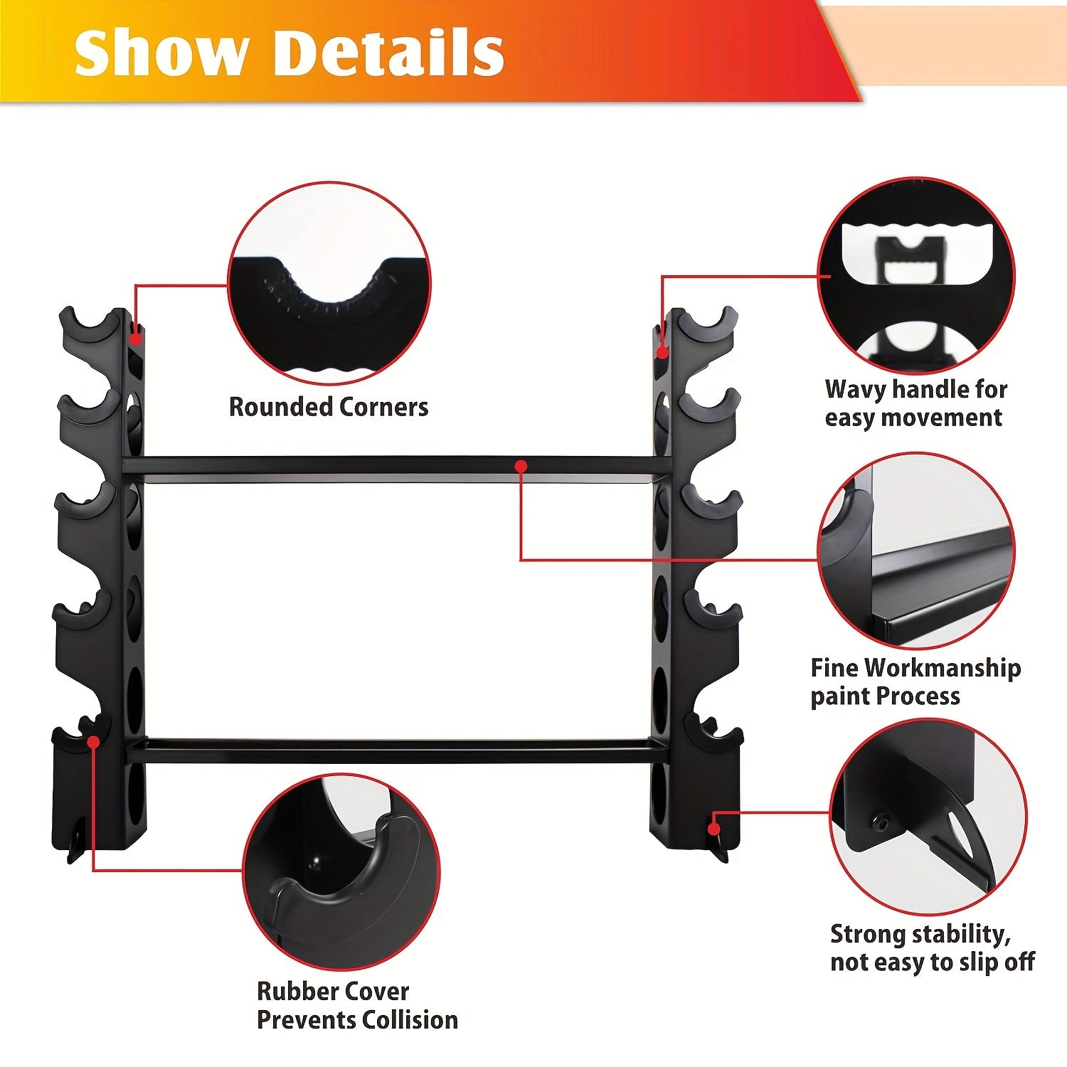 5-Layer Dumbbell Rack Weight Storage Organizer Max 317.51KG