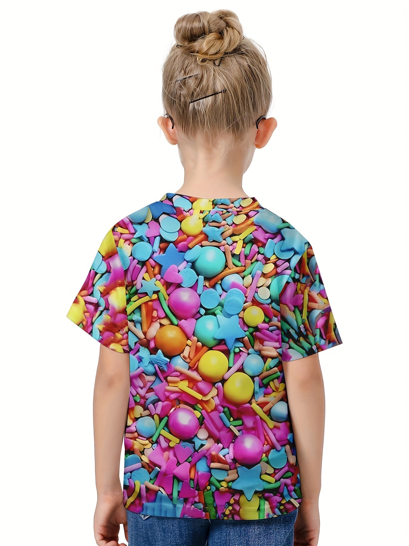 Girls Boys 3D Pattern Short Sleeve T-shirt Summer Clothes Sports
