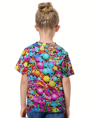 Girls Boys 3D Pattern Short Sleeve T-shirt Summer Clothes Sports
