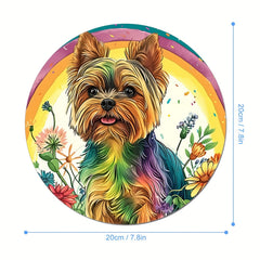 Flower Dog Round Mouse Pad Non-Slip Rubber Base