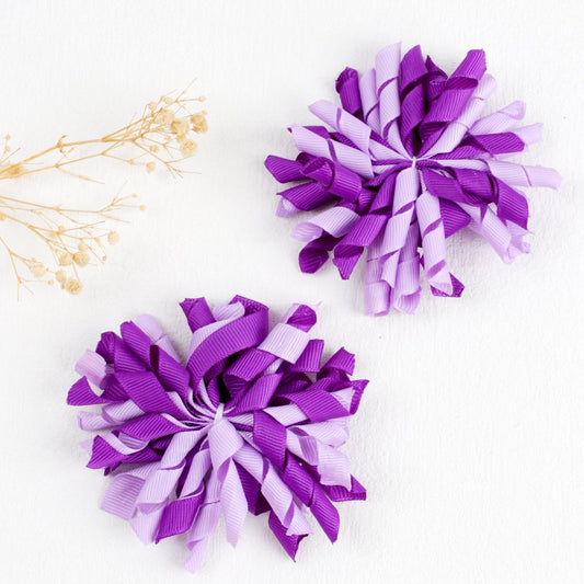 2pcs Baby Girl Curly Hair Ribbon Hair Bun Clip Christmas Firework Hair Clip