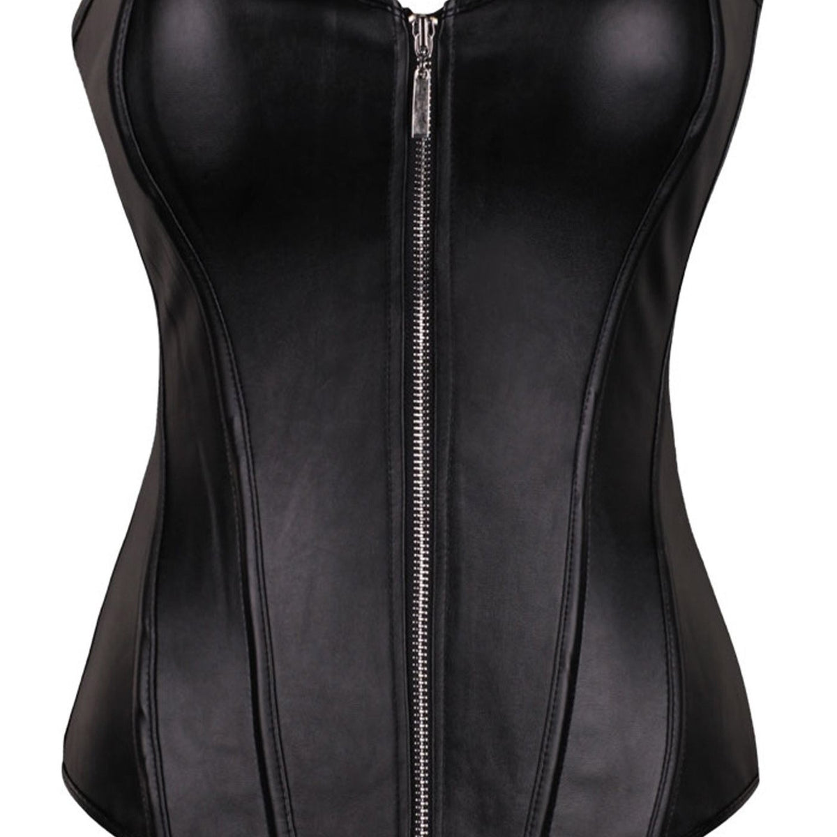 Women's PU Leather Body Shaper Zipper Restraint Waist Abdomen Tight Shape Corset