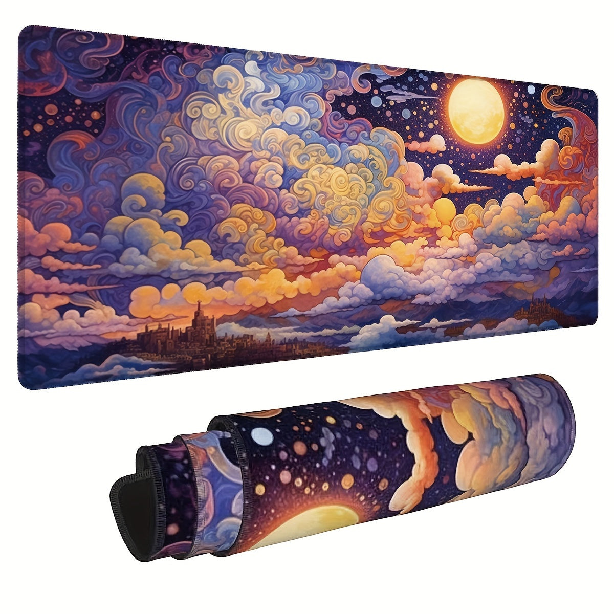 Sky Cloud Rectangular Mousepad Large Durable Stitched Edge Non-slip Rubber