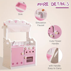Pink Grocery Store Supermarket Double Side Play Kitchen With Toy Food