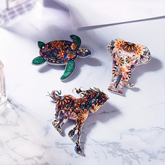 Colorful Turtle Brooch Creative Horse Elephant Animal Lapel Pin