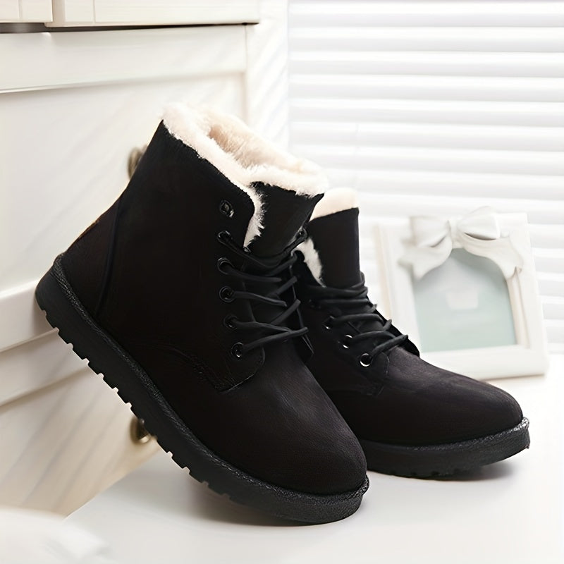 Women's Snow Boots Faux Fur Lining Warm Ankle Boots Mid Calf Boots