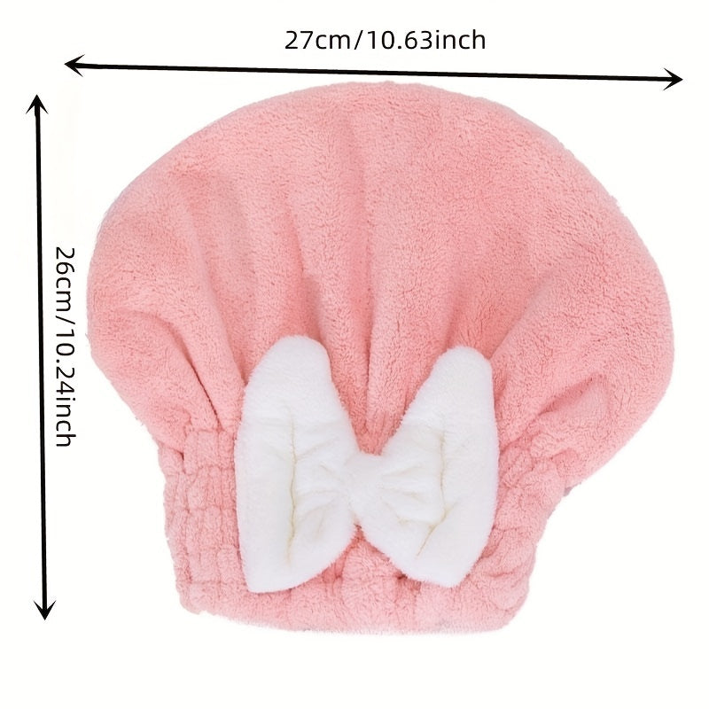 2Pcs Microfiber Hair Towel Wrap with Bow Knot for Women