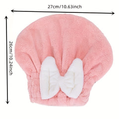 2Pcs Microfiber Hair Towel Wrap with Bow Knot for Women