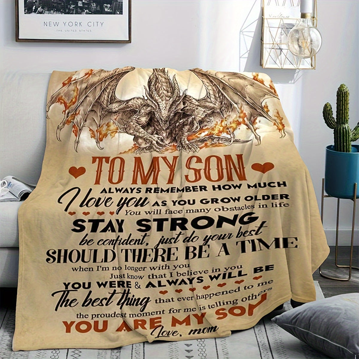Fire Dragon Pattern Soft Blanket for Home & Outdoor Use