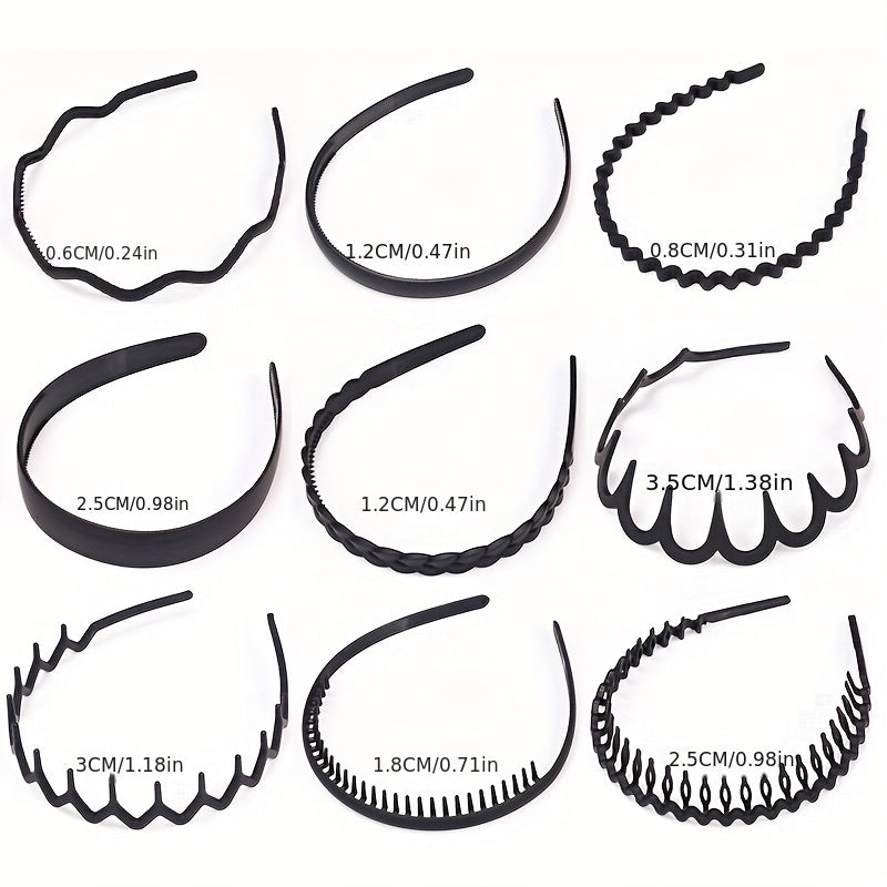 9pcs Frosted Headband Style Wavy Head Hoop Women's Hair Accessories