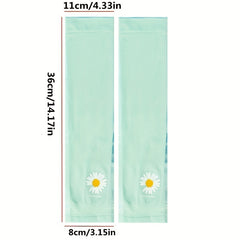 Daisy Print Ice Sleeve Sun Protection Outdoor Driving Gloves