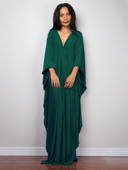 Boho Cover Up Women's Plus Batwing Sleeve V Neck Maxi Beach Dress