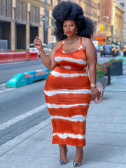  Tie Dye Bodycon Midi Cami Dress