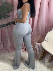  Casual Jumpsuit Flared Leg Medium Stretch Cami Jumpsuit