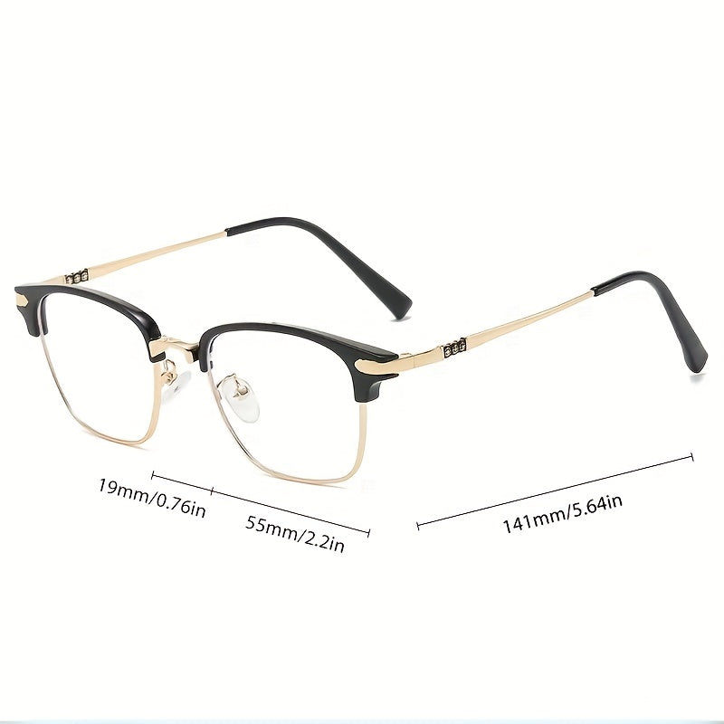 Square Anti Light Reading Glasses Unisex Rivet Decor