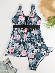  Boho Tankini Set Tropical Print Swimsuit Two Piece