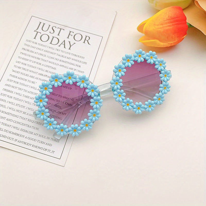 Girls Daisy Flower Frame Sunglasses Sun Protection Holiday Gift