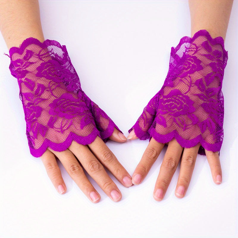 Lace Short Gloves Floral Thin Sunscreen Travel Gloves