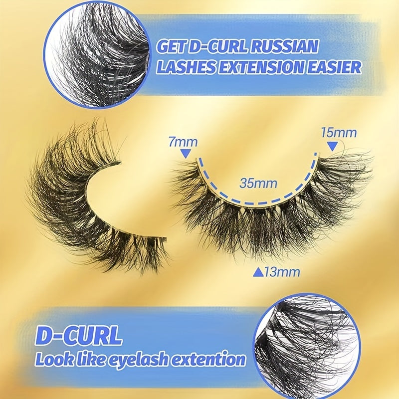 10 Pairs Fluffy Thick False Eyelashes Natural Look Wispy Curly 3D