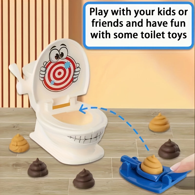 Poop Shooting Family Game Set w/ Toilet & Launchers