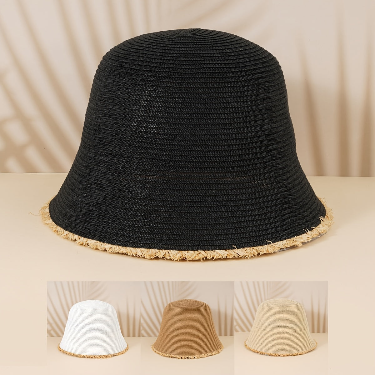 Vintage Straw Bucket Hat Sun Visor for Women