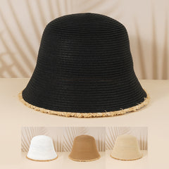 Vintage Straw Bucket Hat Sun Visor for Women
