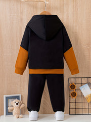 Boy's FUTURE 2pcs Block Hoodie & Sweatpants Set For Spring Fall