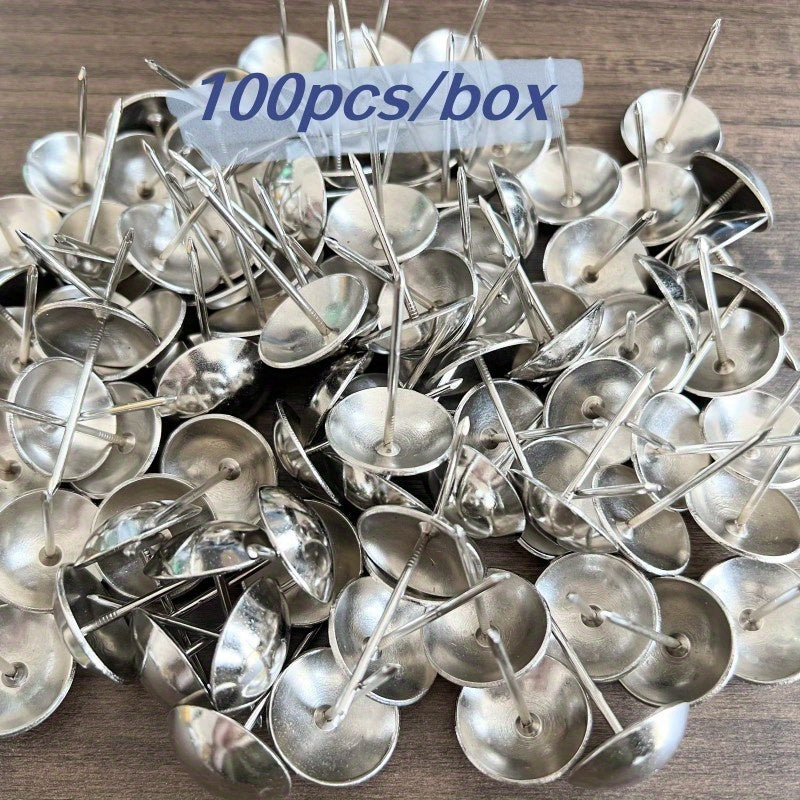 100pcs Large Silvery Thumb Tacks Round Head Office Classroom Use