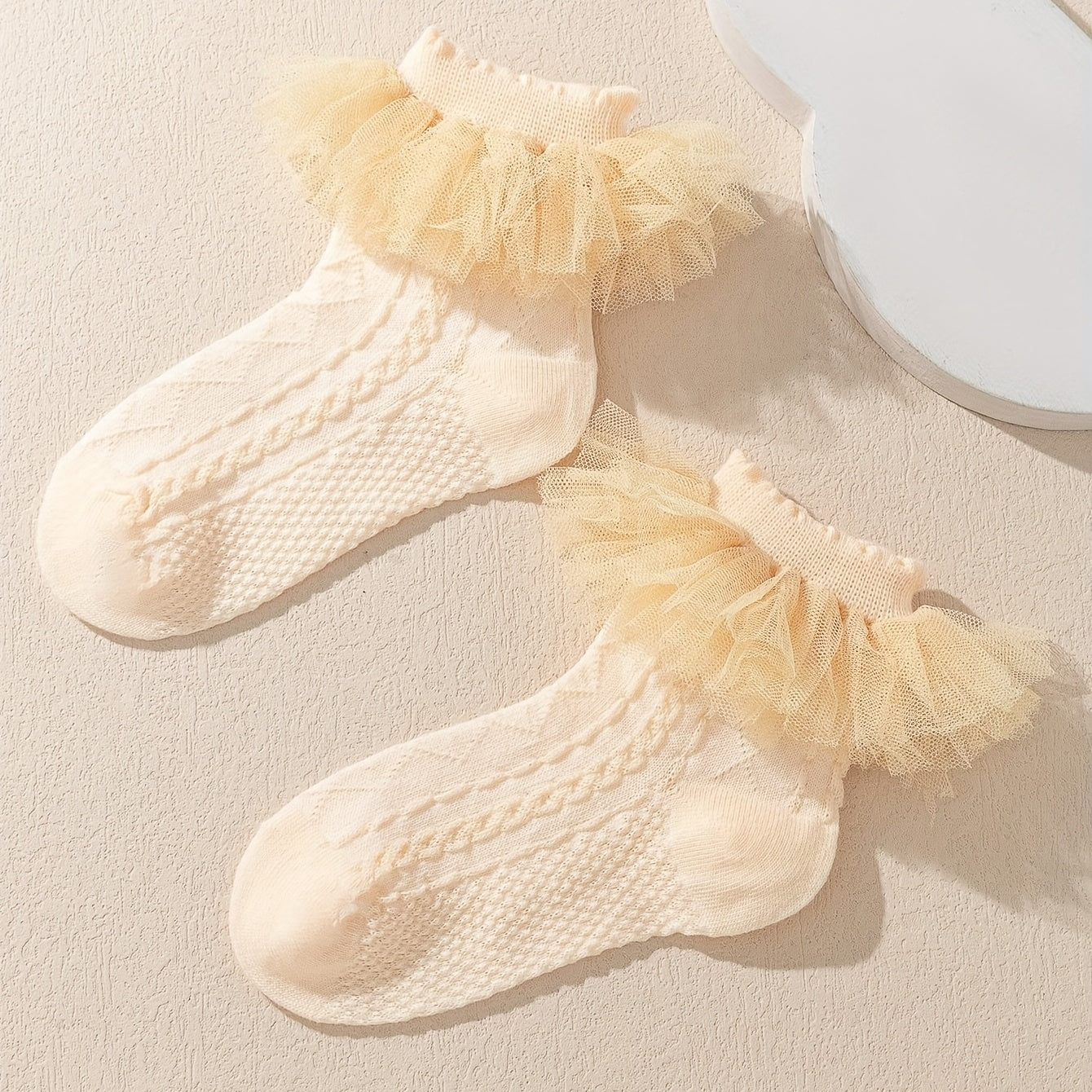 Girls Princess Puffy Mesh Brim Socks for Kids