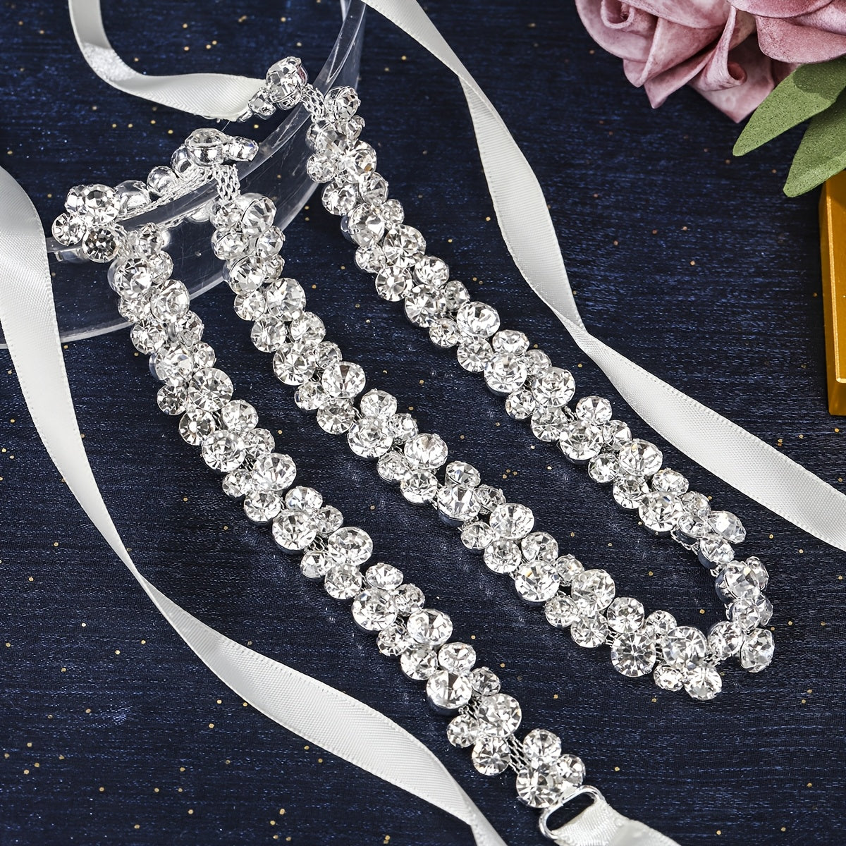 Sparkling Rhinestone Bridal Waist Belt for Brides
