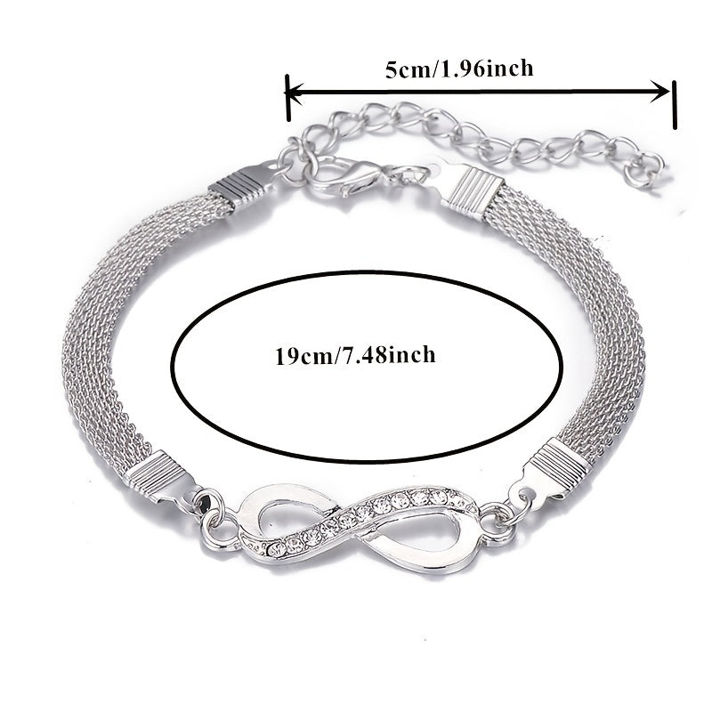 Rhinestone Infinity Bracelet 8 Number Pendant Couple Bracelets