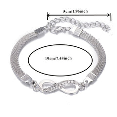 Rhinestone Infinity Bracelet 8 Number Pendant Couple Bracelets