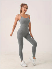 Women's Solid High Elastic Yoga Jumpsuits Workout Sport Jumpsuits