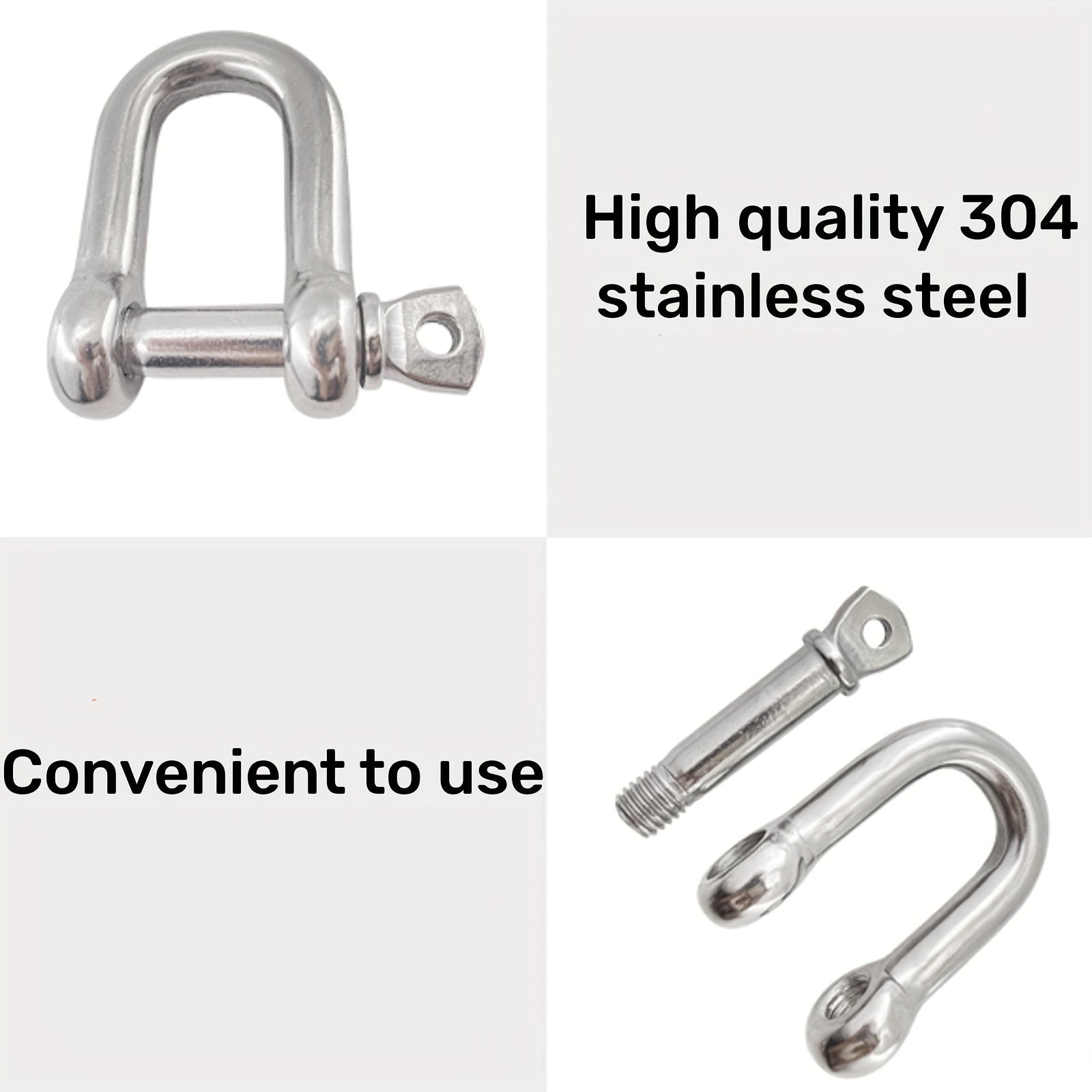 4pcs Stainless Steel 304 D Shackle Chains Wirerope Lifting