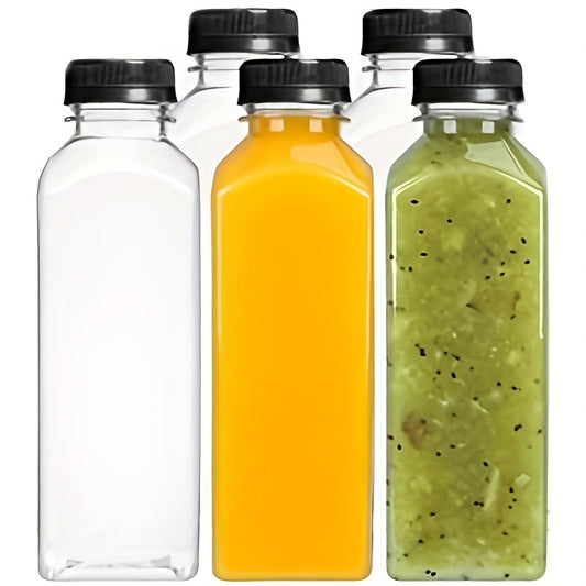 5pcs Clear Plastic Juice Bottles Leak Proof Large Capacity Beverage Containers