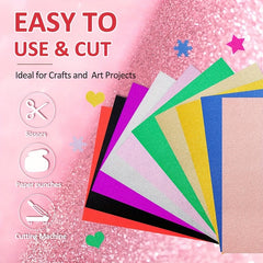 10 Sheets Glitter Cardstock Paper A4 for DIY Projects Scrapbook Crafts
