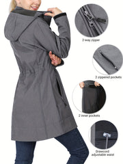 Women's Waterproof Hooded Jacket Fleece Lined Windbreaker