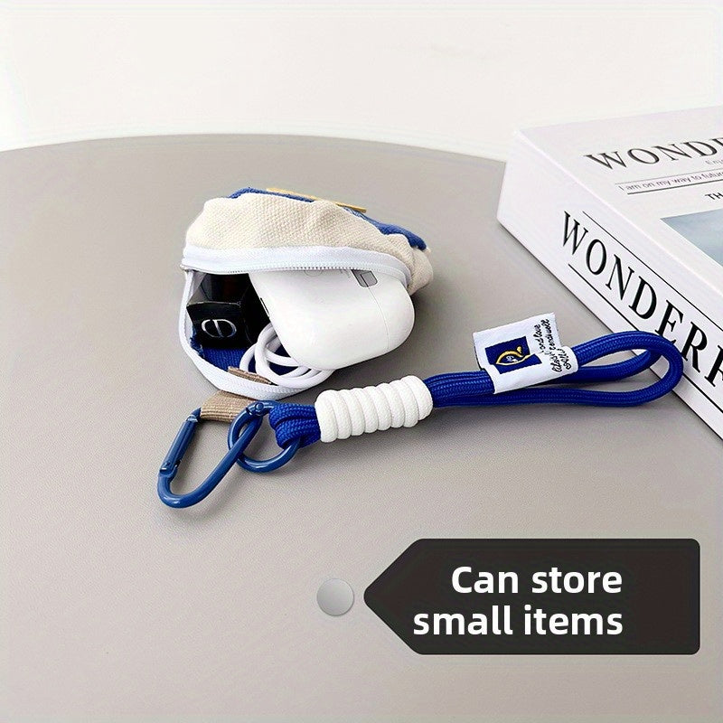 Orange Earphone Case with Strap Compact Protective Cover