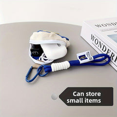 Orange Earphone Case with Strap Compact Protective Cover