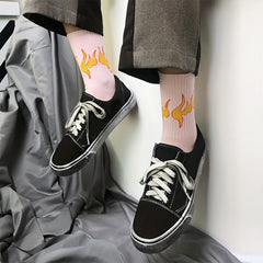 8 Pairs Flame Print Socks Comfy & Breathable Women's Stockings