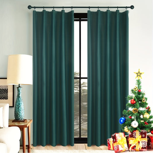 Solid Green Blackout Curtains Thermal Insulated