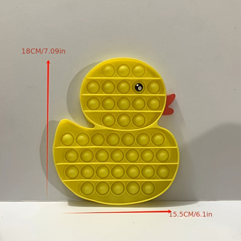 Yellow Silicone Duck Shaped Pop Bubble Fidget Toy for Anxiety Reduction