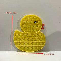 Yellow Silicone Duck Shaped Pop Bubble Fidget Toy for Anxiety Reduction