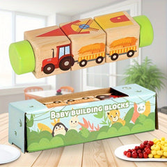 Wooden Animal Rotating Puzzle Blocks for Education